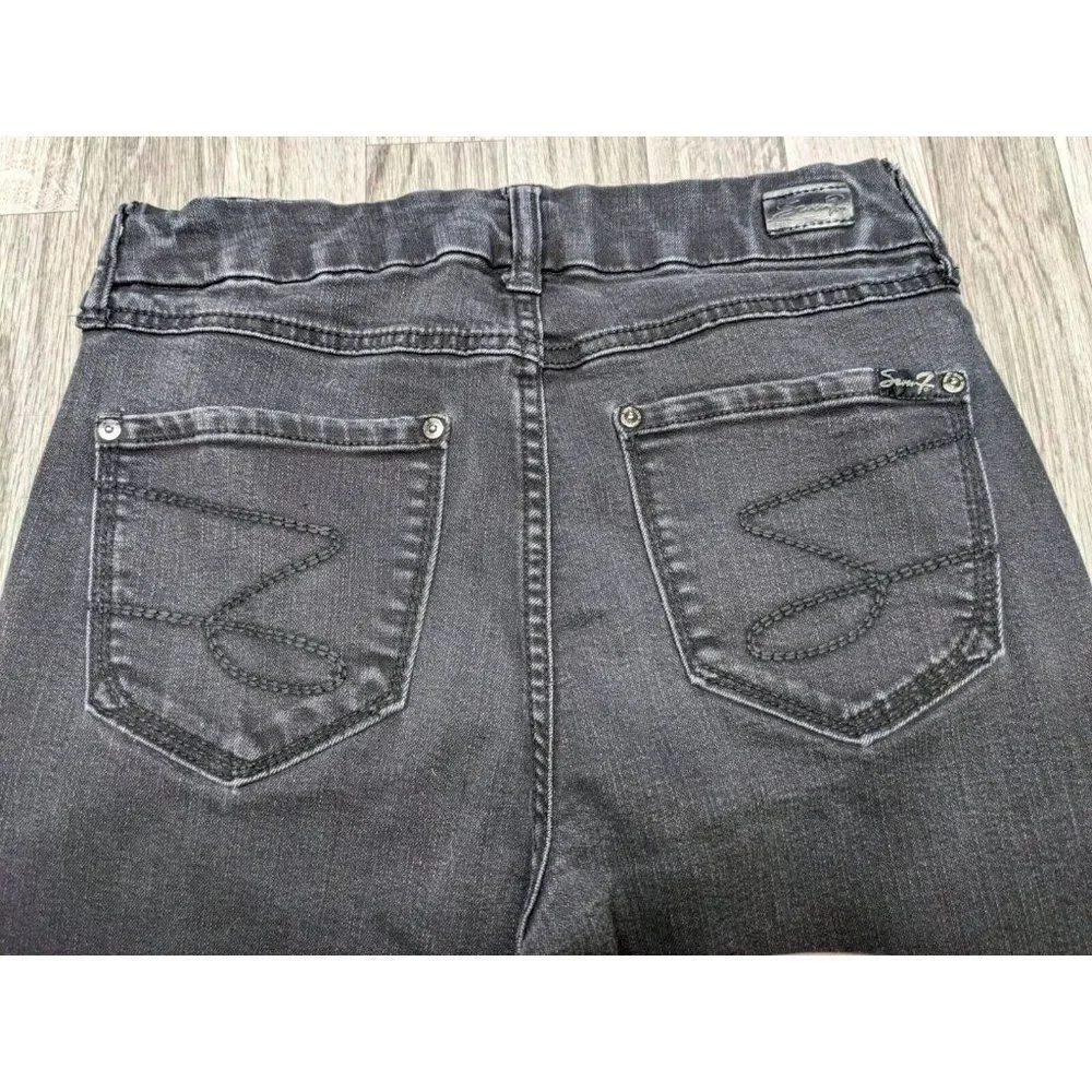 Seven 7 Womens Size 6 Embroidered Pockets Black Denim‎ Jeans